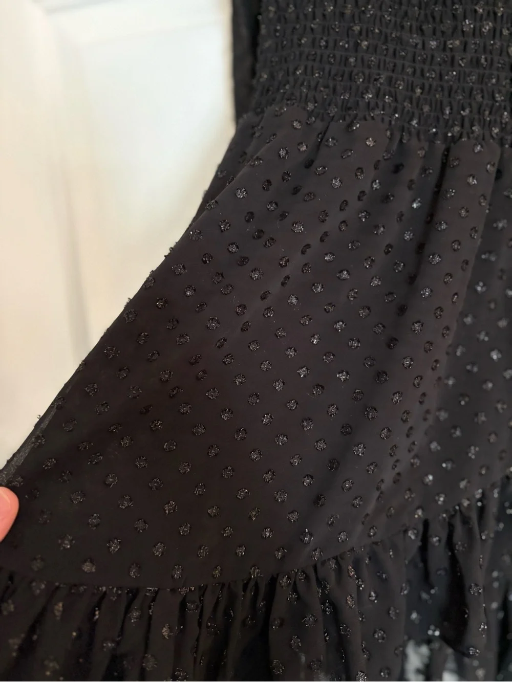 Michael Kors Black Long-Sleeve Smocked Waist Dress